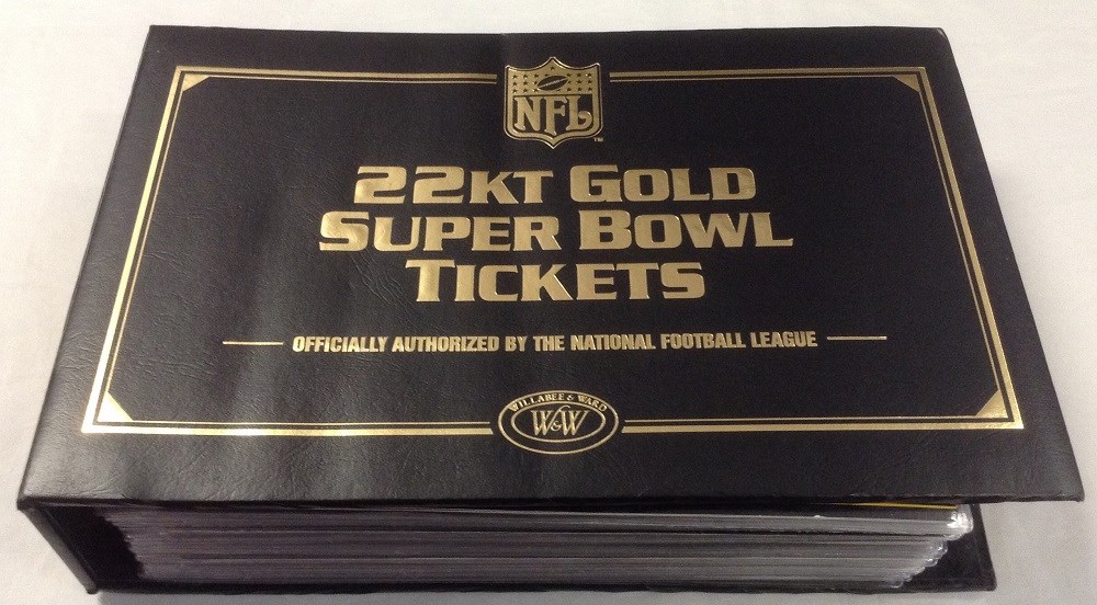 Lot Detail - Official NFL Super Bowl Willabee & Ward 22k Gold Ticket  Collection